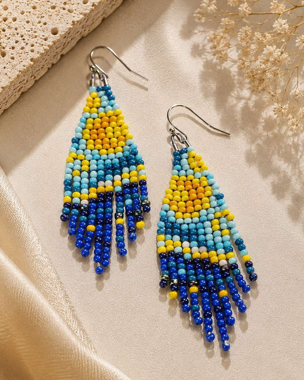 Starry Night Fringe Beaded Earrings