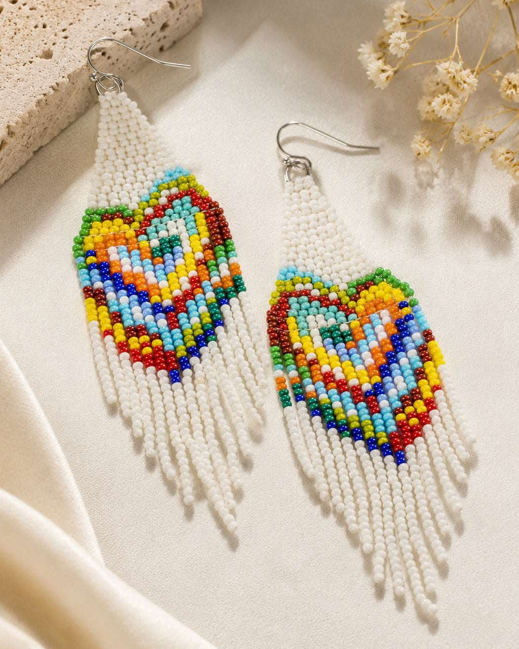 Prism Fringe Beaded Earrings