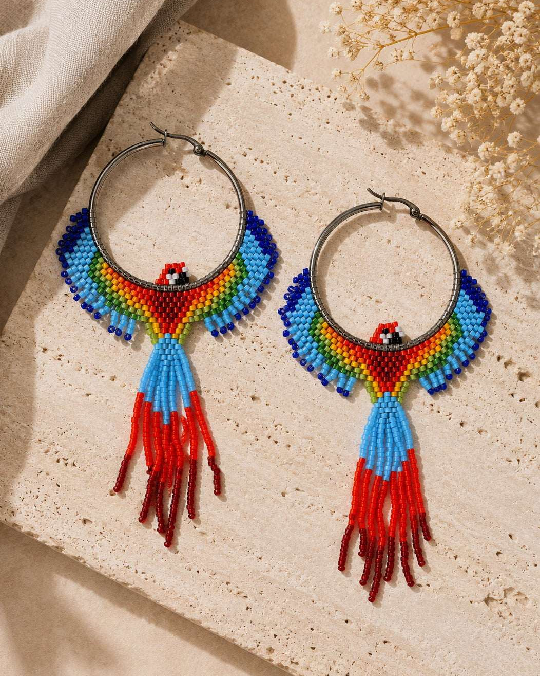 Multi Falcon Beaded Earrings
