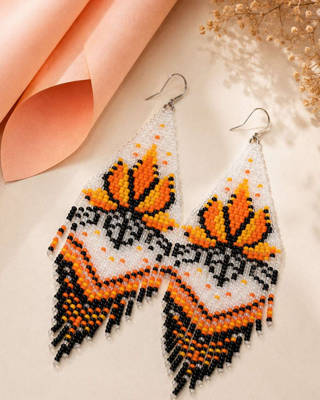 Lotus Fringe Beaded Earrings