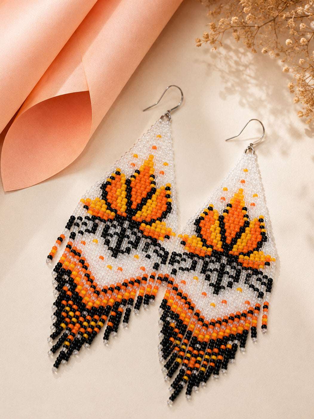 Lotus Fringe Beaded Earrings