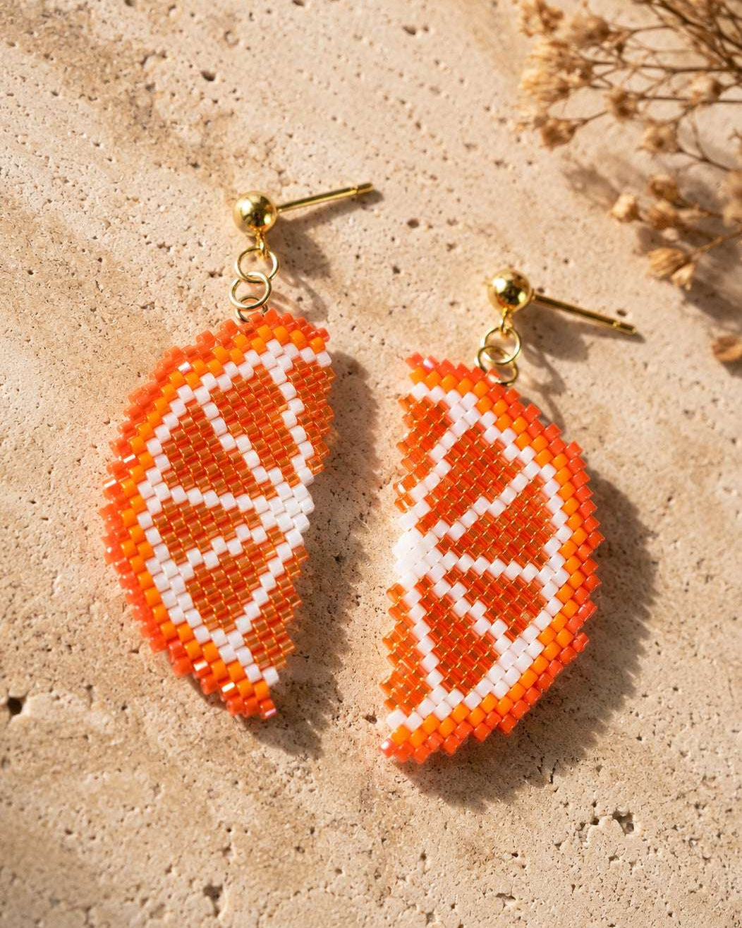 Orange Beaded Earrings