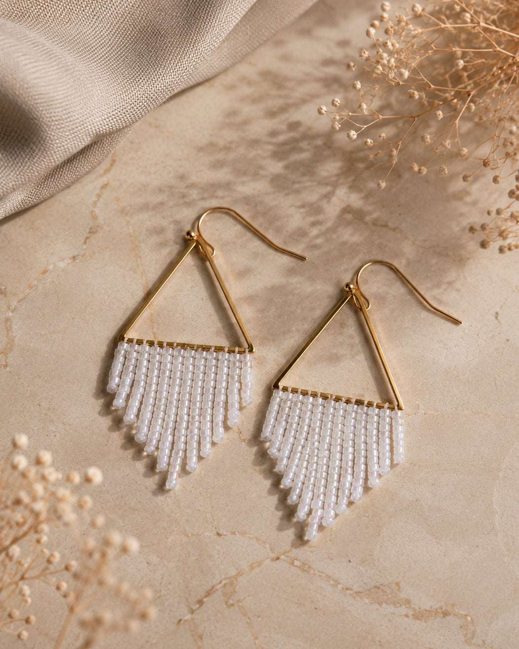 Milky Beaded Earrings