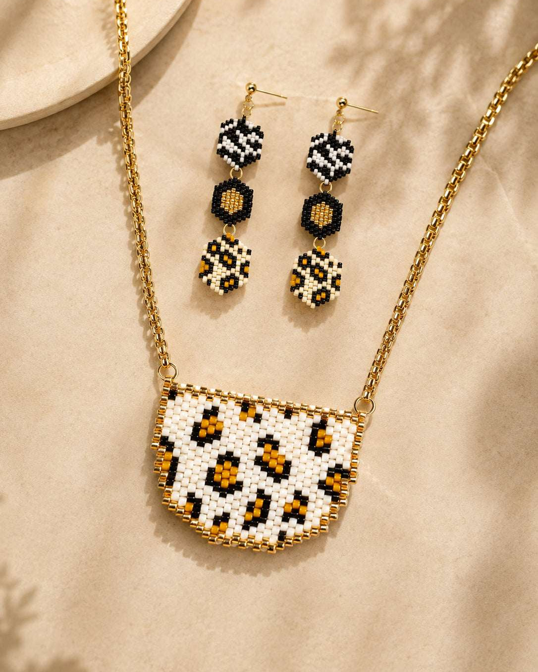 Leopard Earrings with Necklace