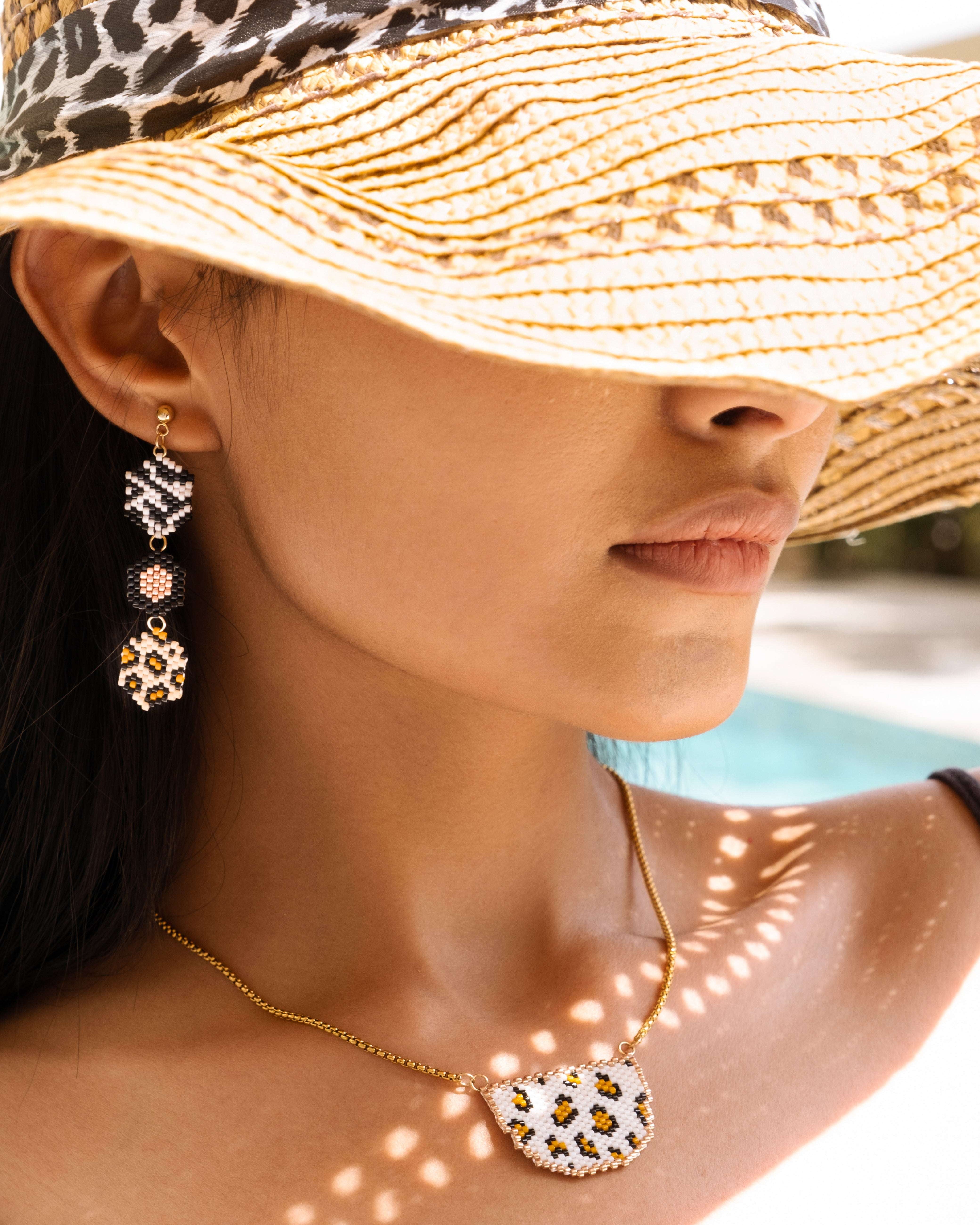 Leopard Earrings with Necklace