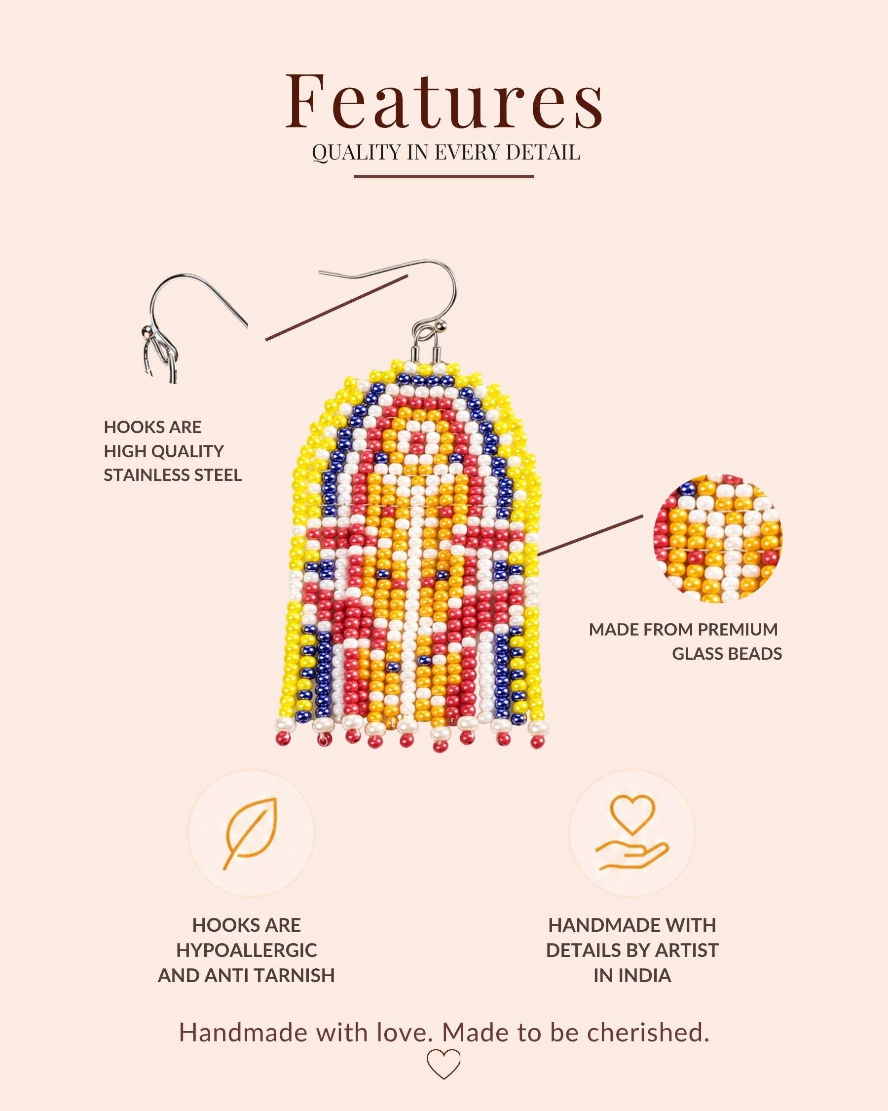Crimson Fringe Beaded Earrings