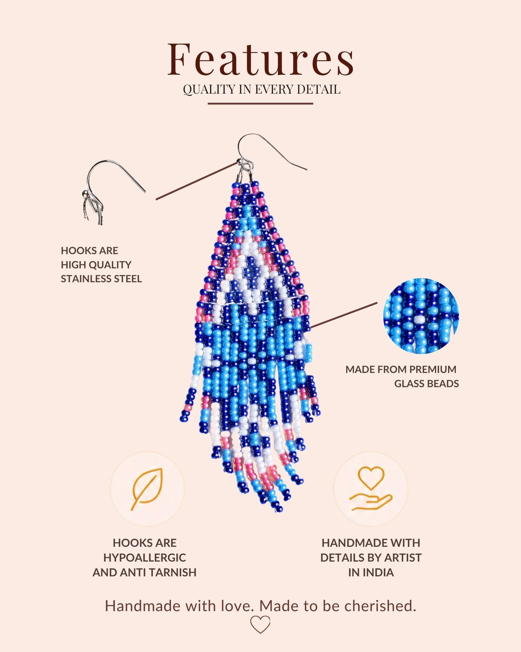 Pinky Glacier Beaded Fringe Earrings