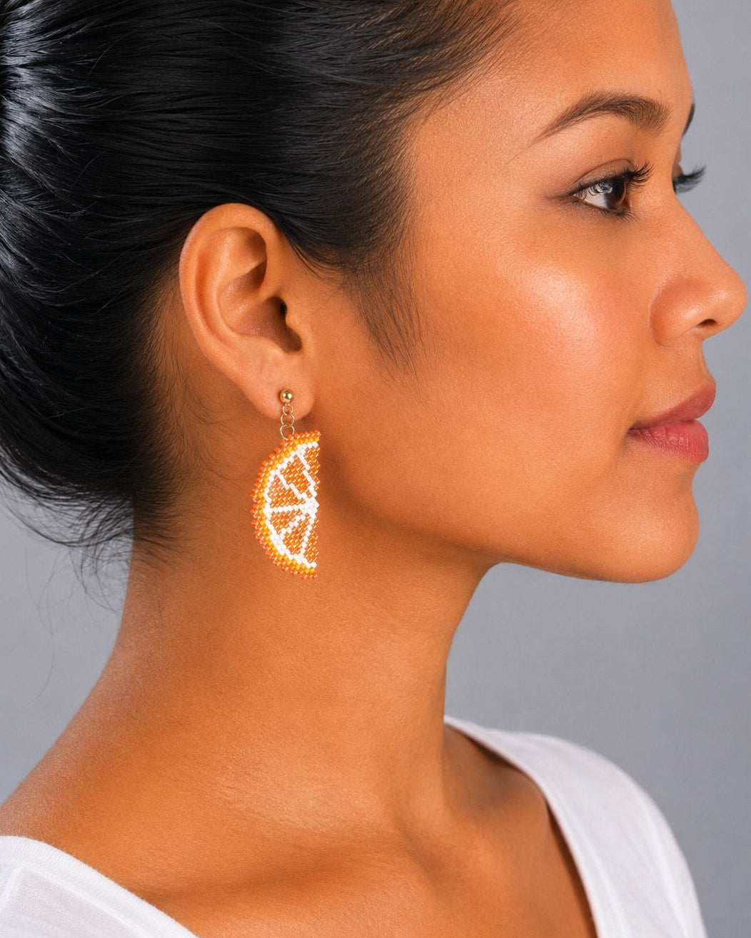 Orange Beaded Earrings