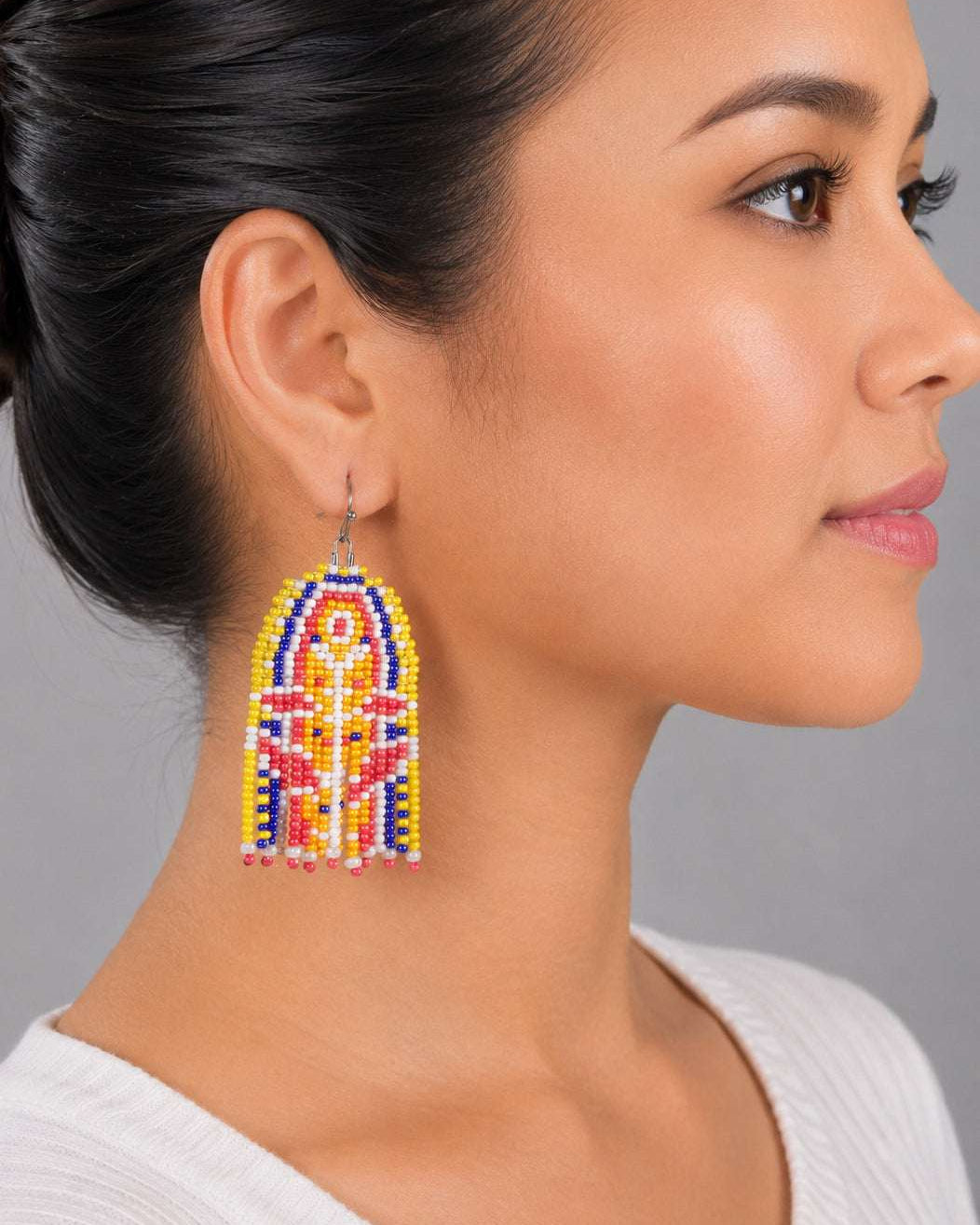 Crimson Fringe Beaded Earrings