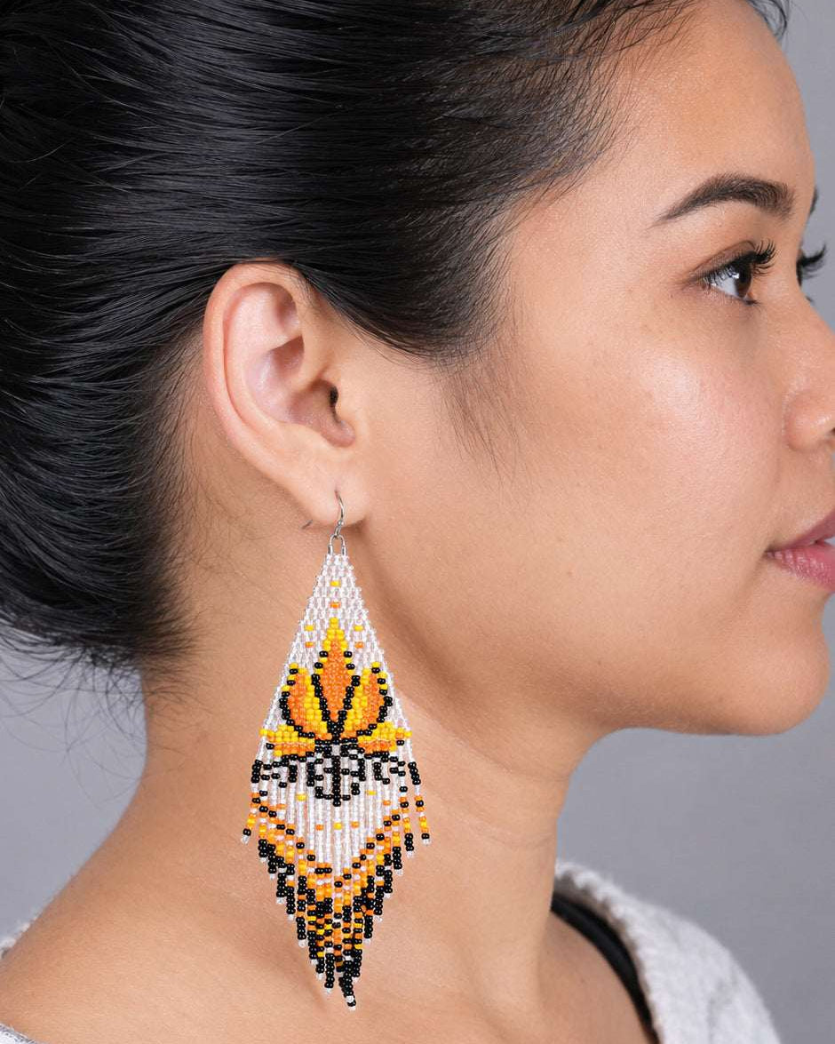 Lotus Fringe Beaded Earrings