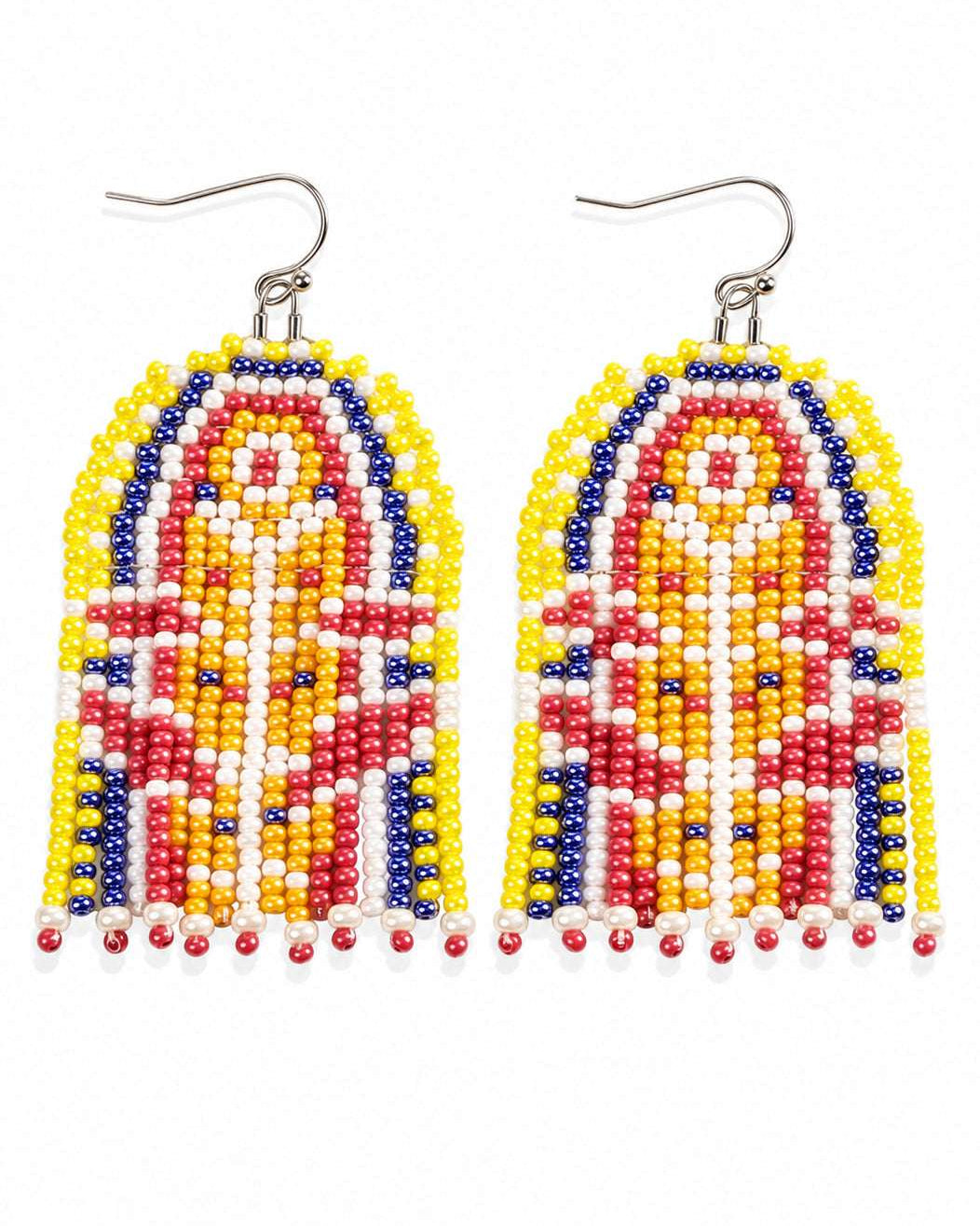 Crimson Fringe Beaded Earrings