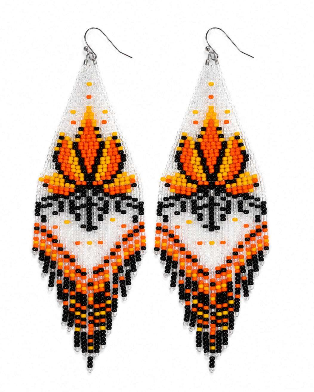 Lotus Fringe Beaded Earrings
