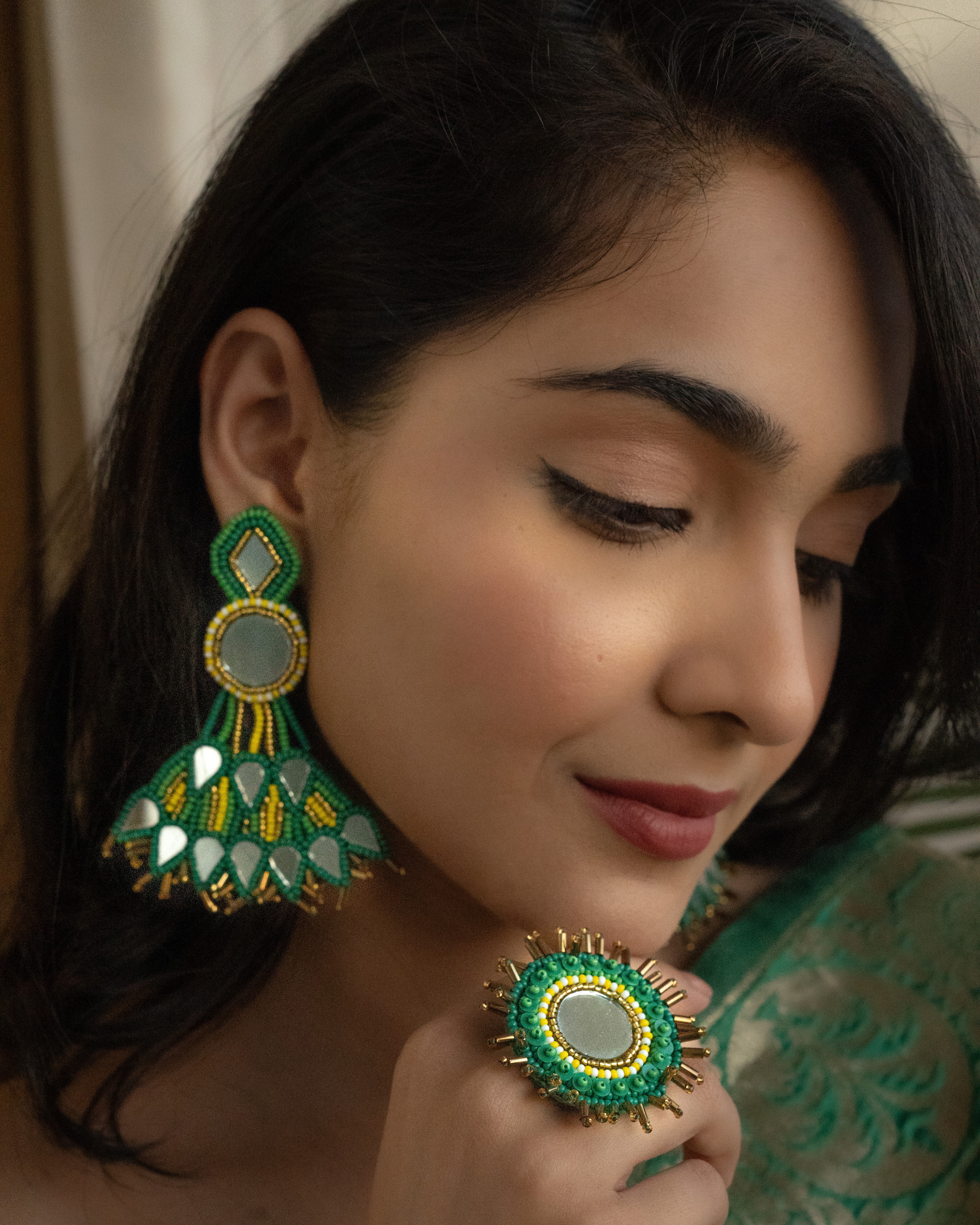 Parvati Earrings with Ring - Jenni and Janki
