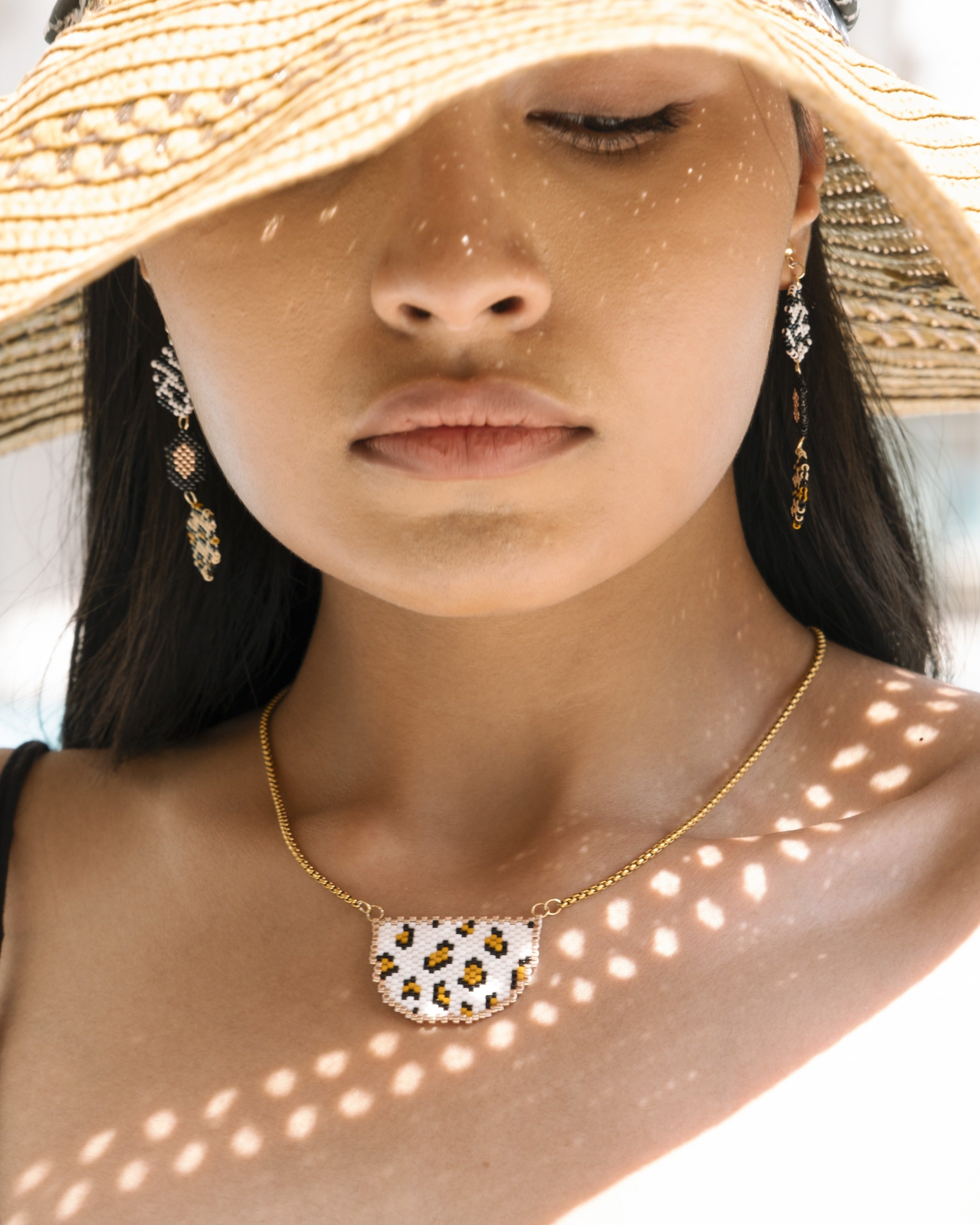 Leopard Earrings with Necklace - Jenni and Janki