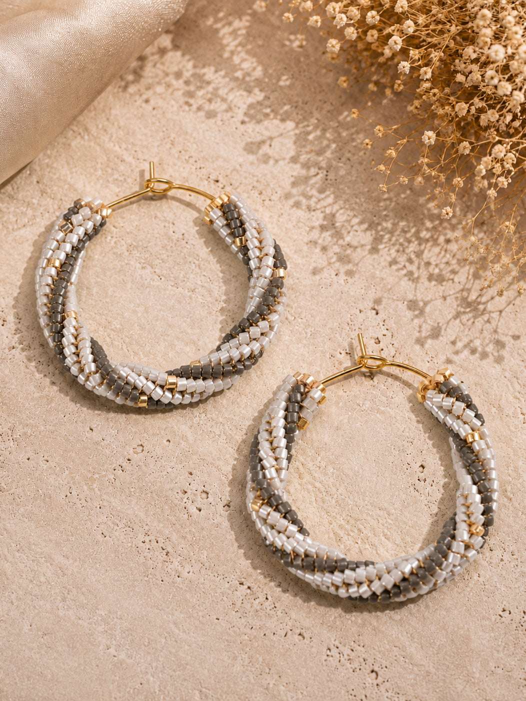 Mistelle Beaded Hoop Earrings