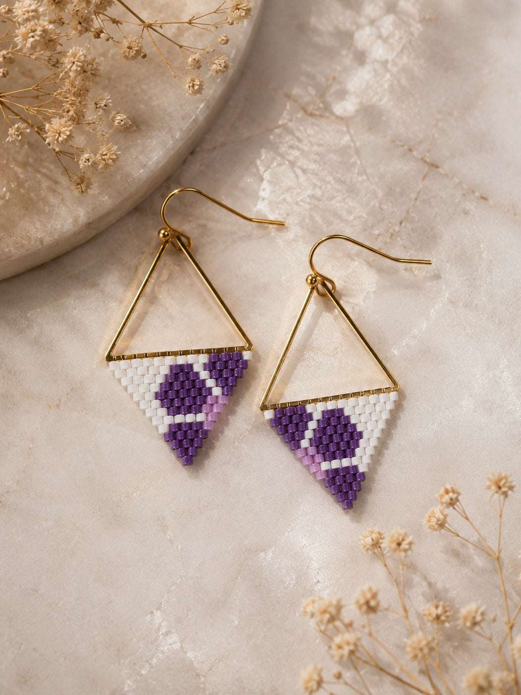Lilac Beaded Earrings