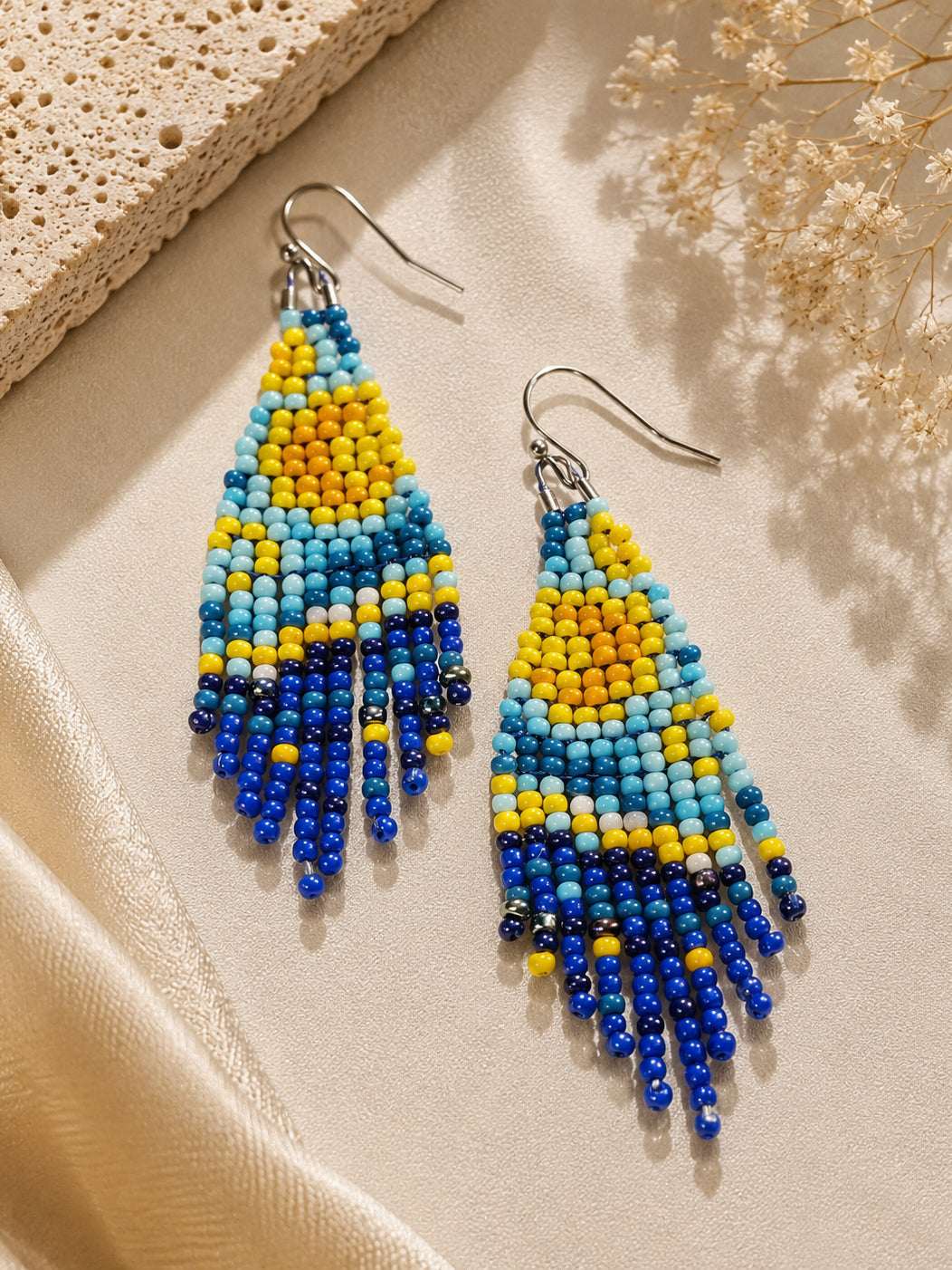 Starry Night Fringe Beaded Earrings