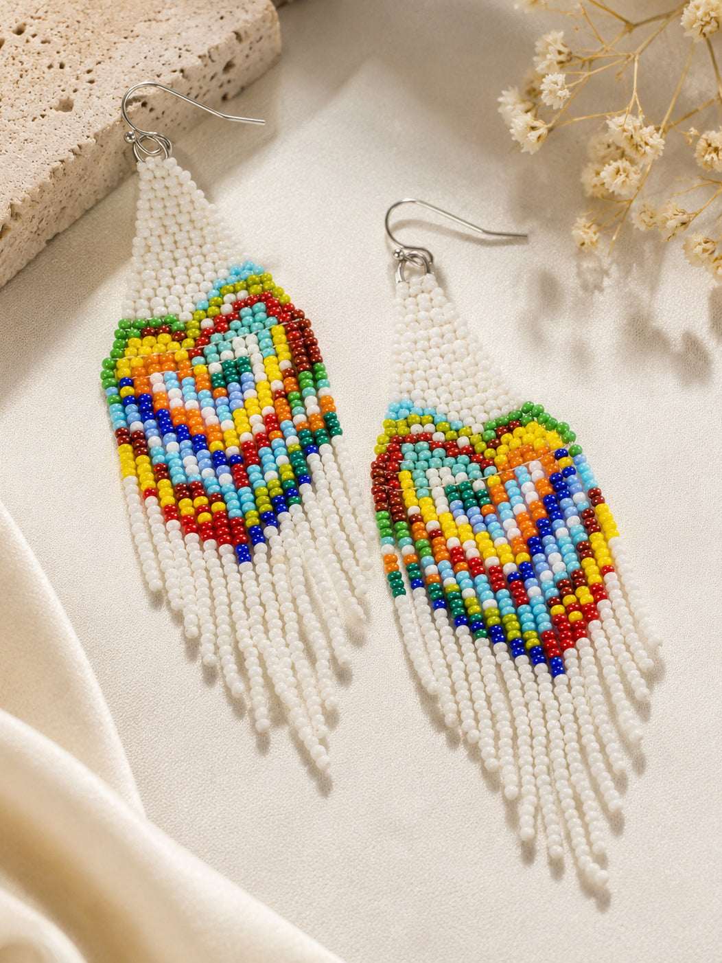 Prism Fringe Beaded Earrings