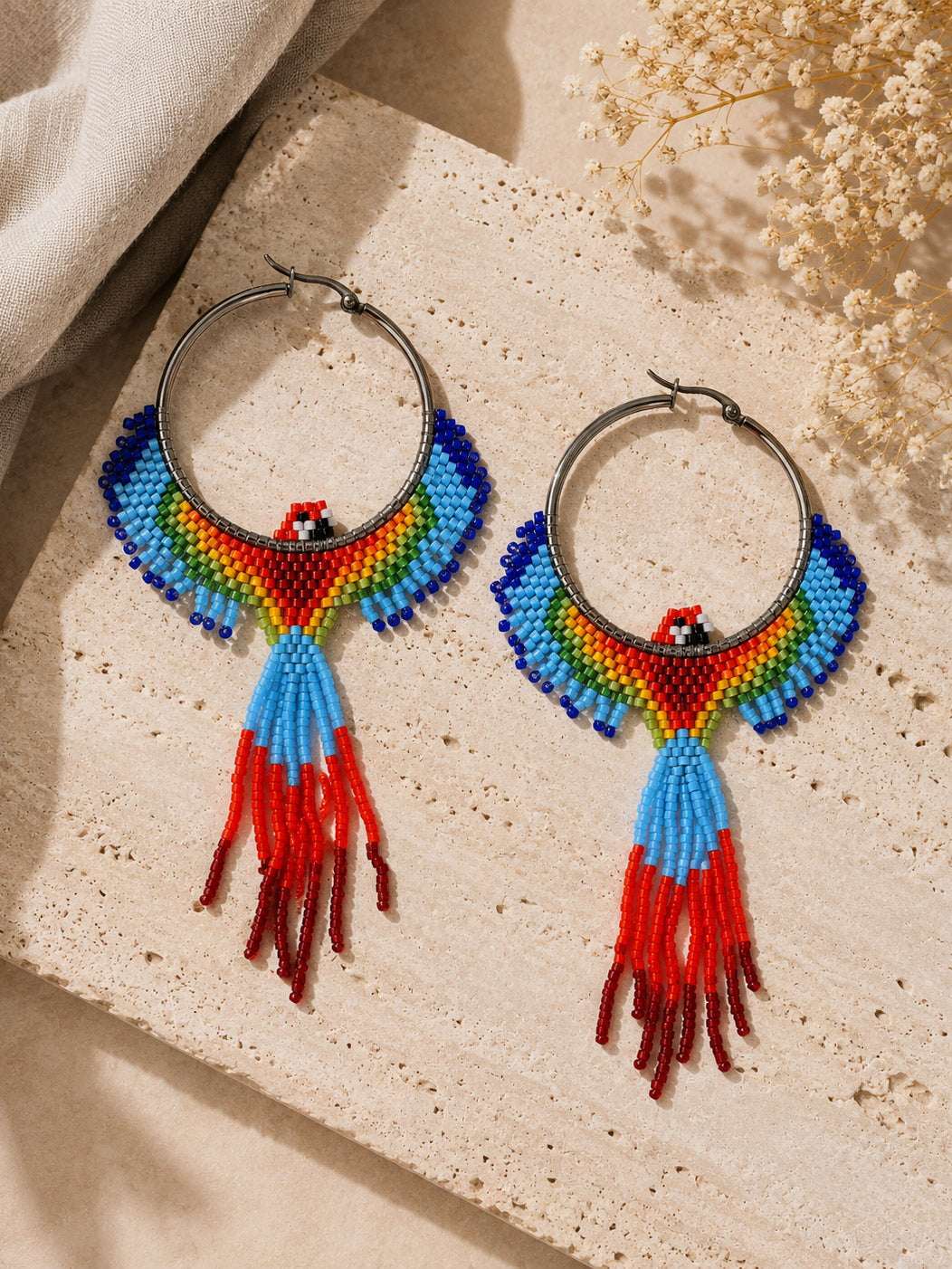 Multi Falcon Beaded Earrings
