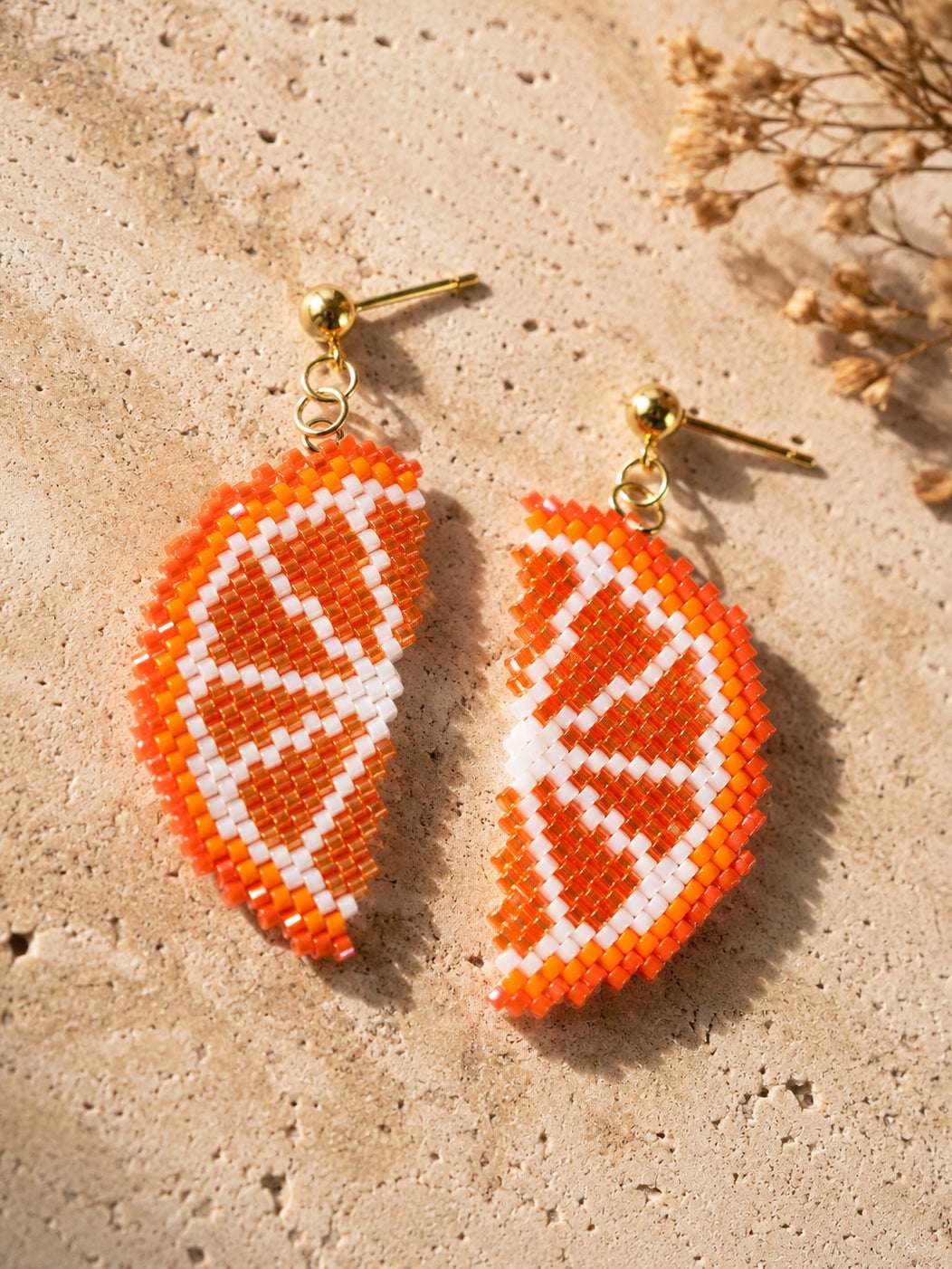 Orange Beaded Earrings