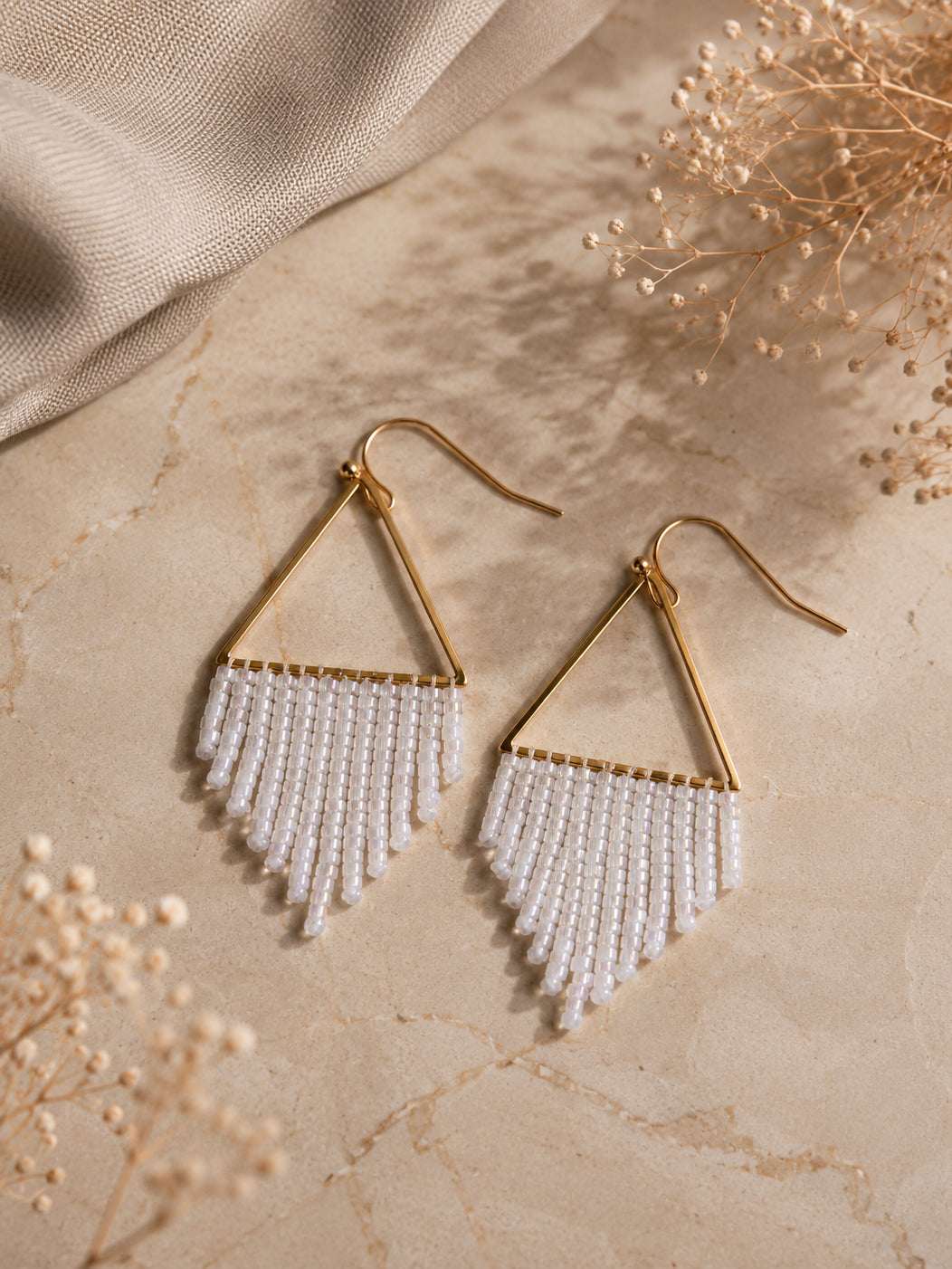 Milky Beaded Earrings
