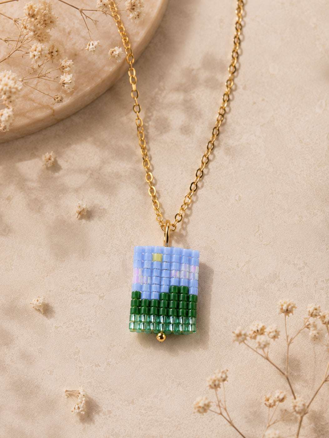Sky Meadow Beaded Pendant Necklace