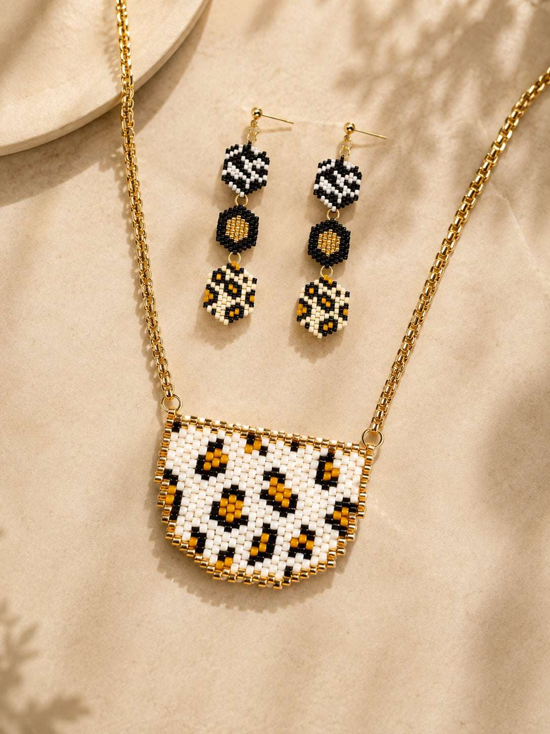 Leopard Earrings with Necklace