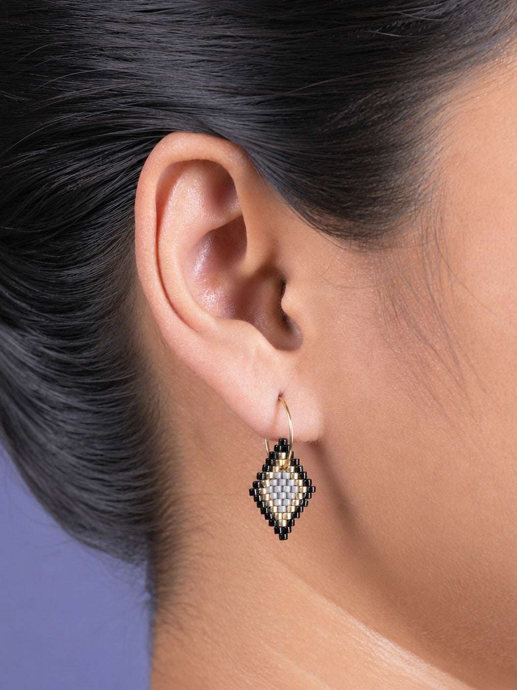 Cloudy Beaded Hoop Earrings
