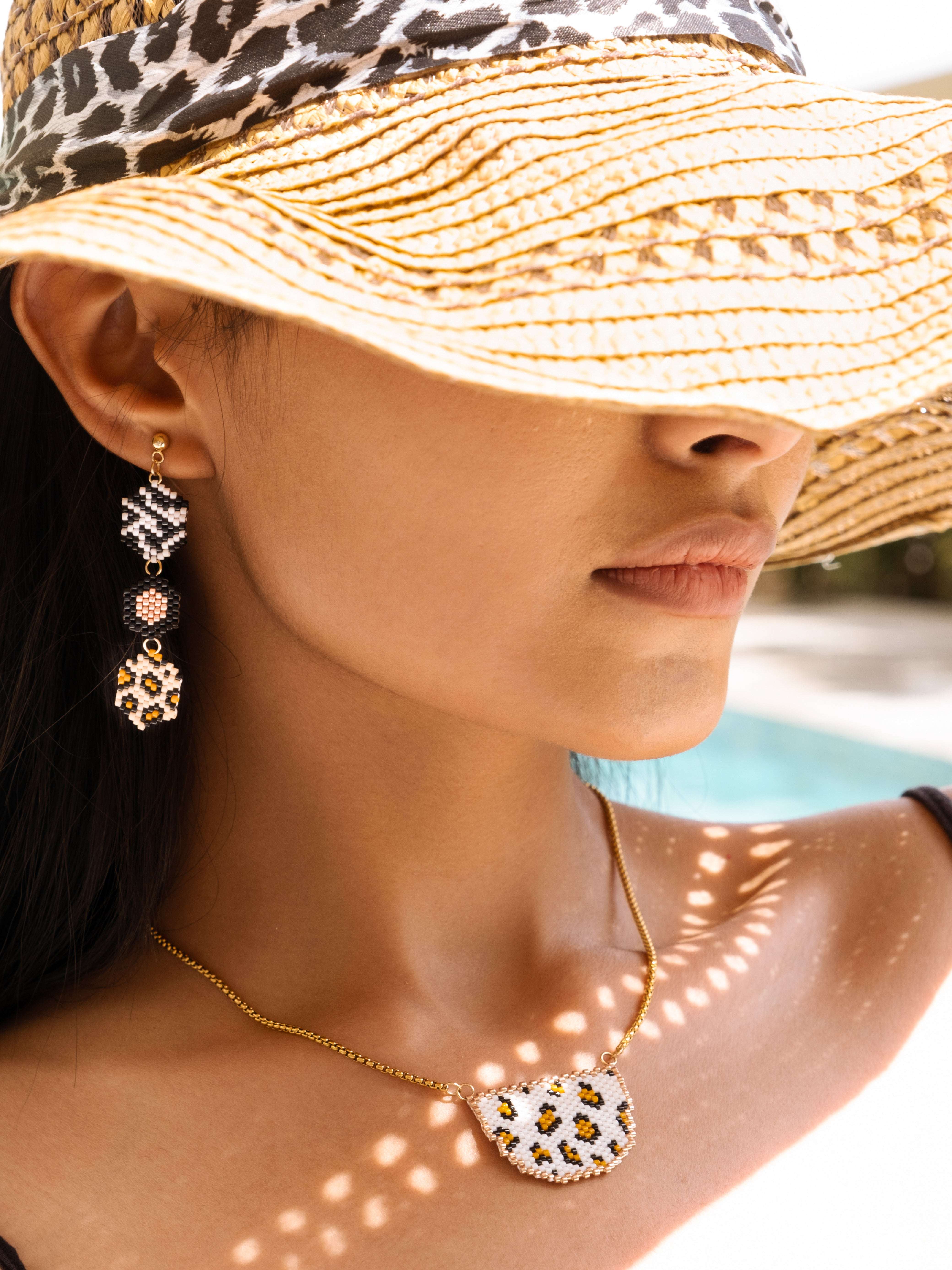 Leopard Earrings with Necklace