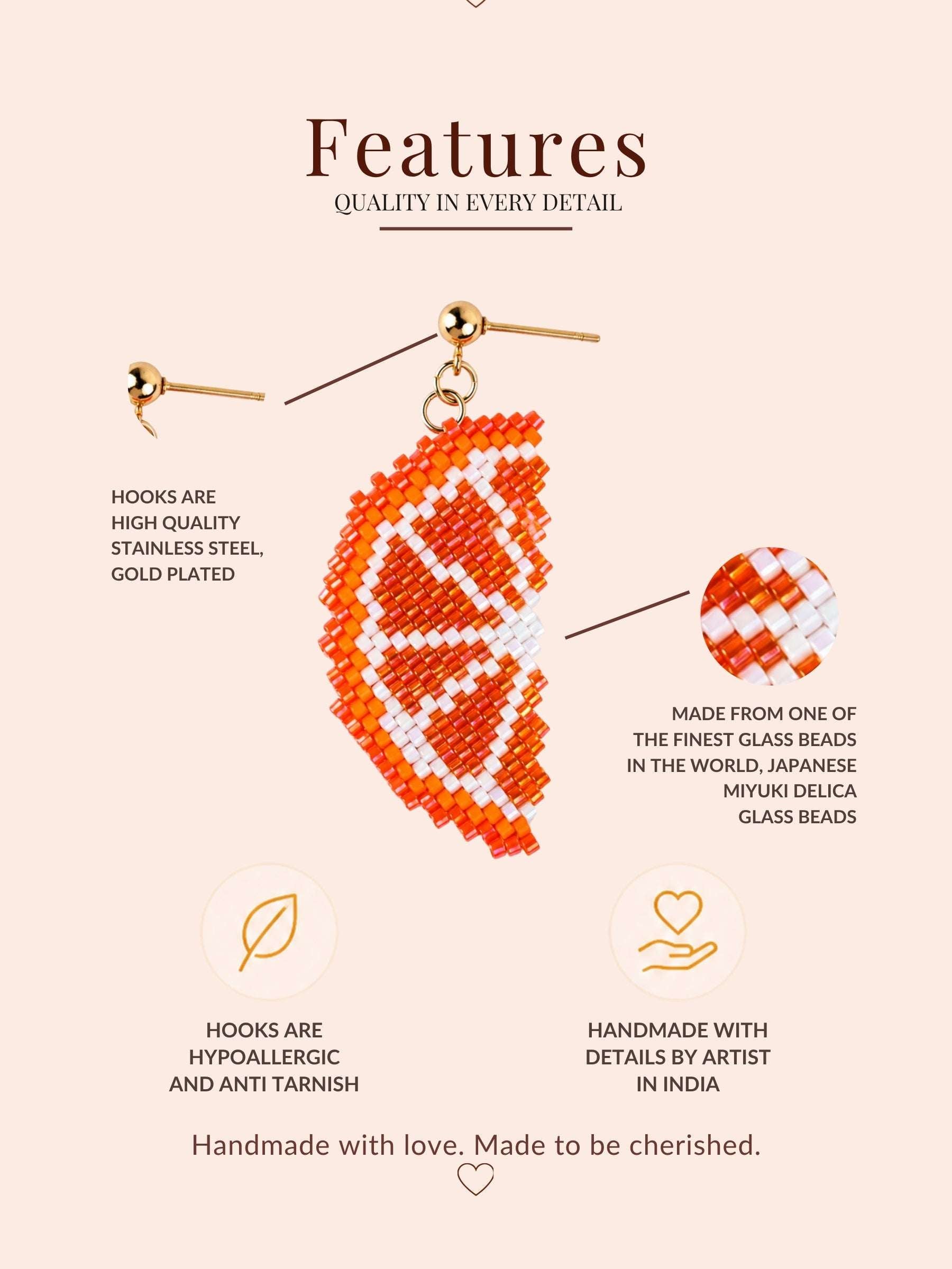 Orange Beaded Earrings