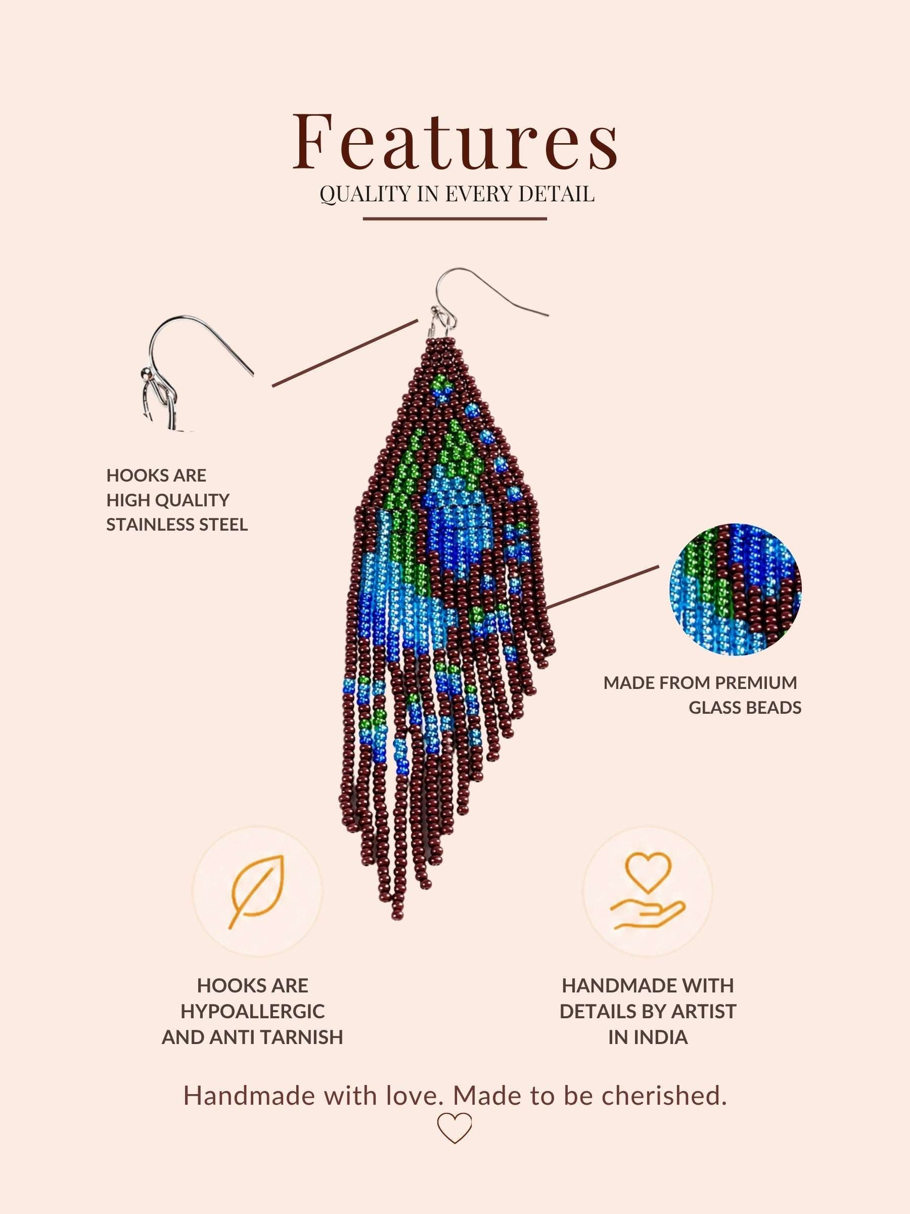 Brown Transy Fringe Beaded Earrings