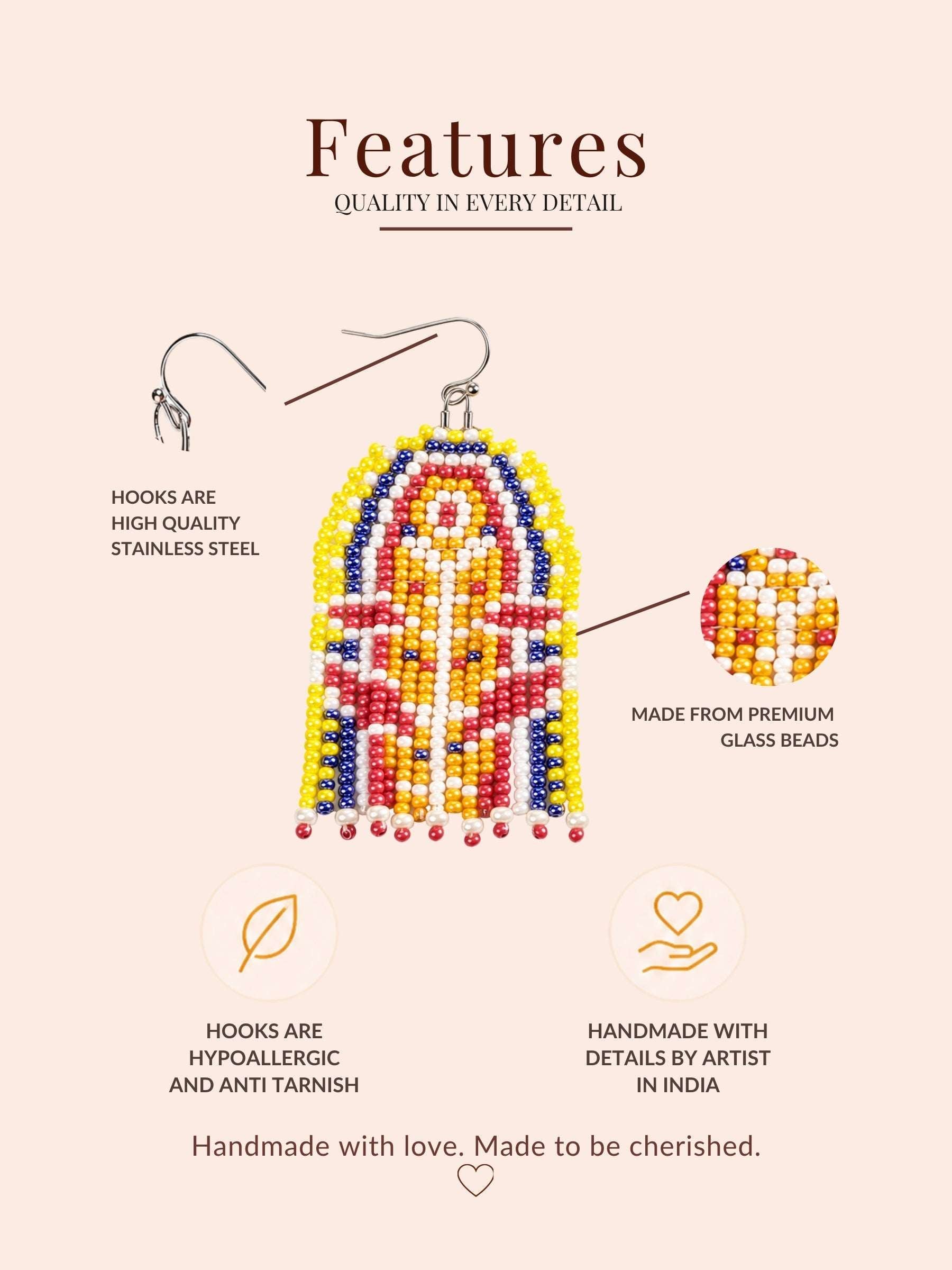 Crimson Fringe Beaded Earrings