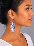 Pinky Glacier Beaded Fringe Earrings