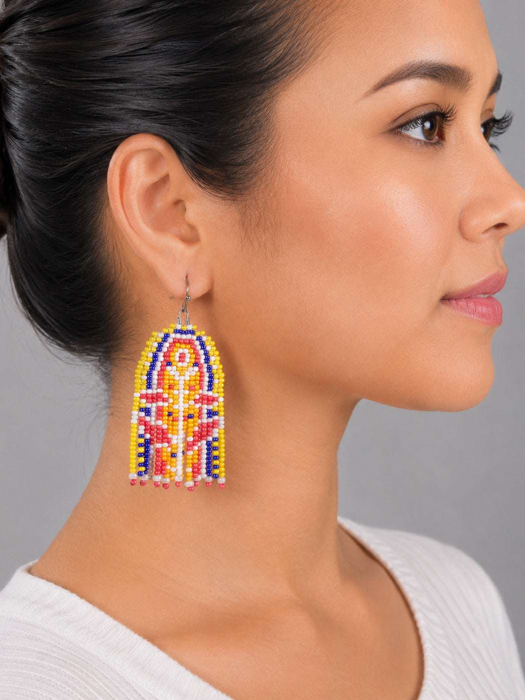 Crimson Fringe Beaded Earrings