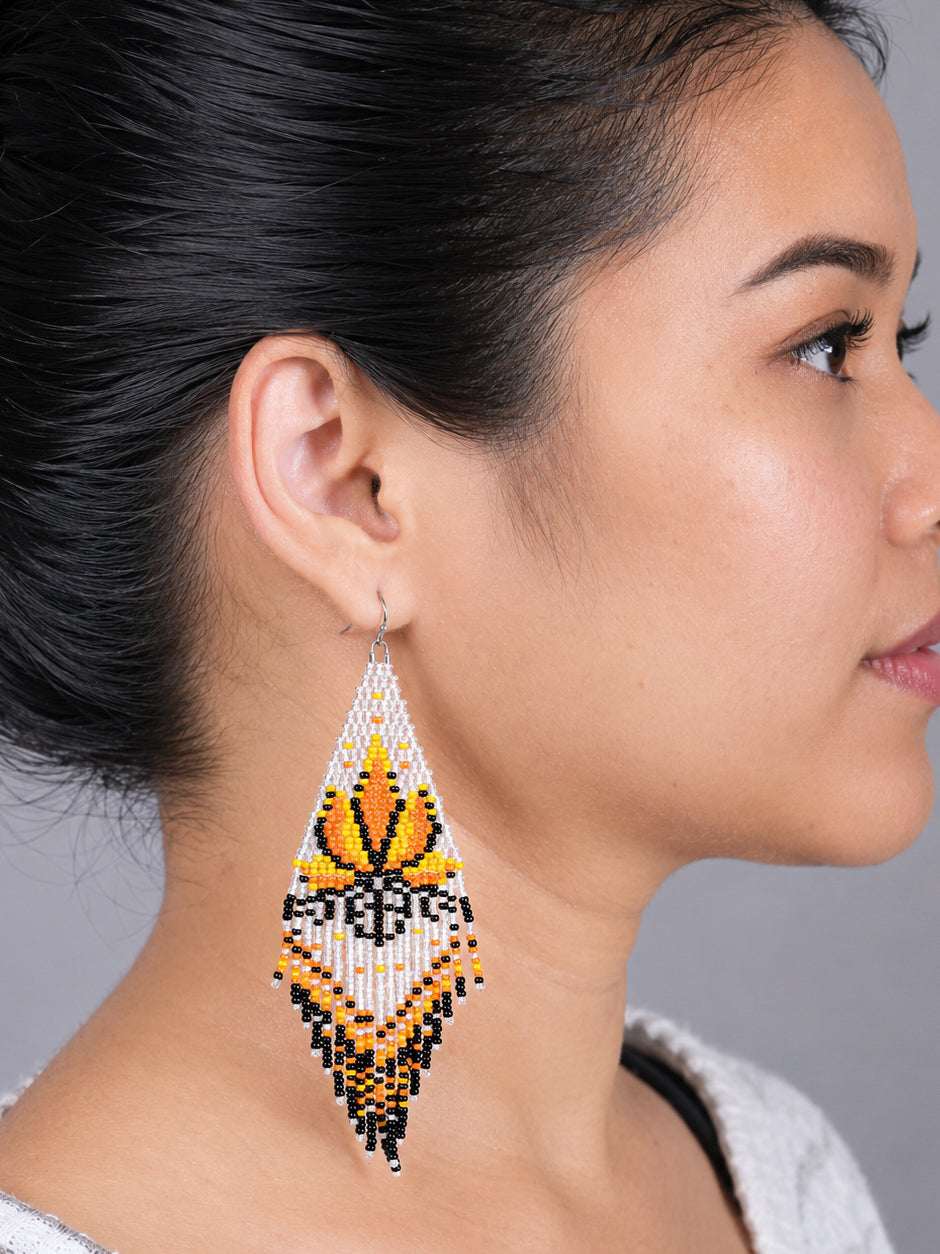 Lotus Fringe Beaded Earrings