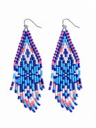 Pinky Glacier Beaded Fringe Earrings