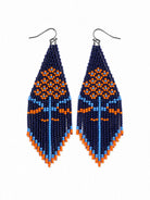 Orange Floral Fringe Beaded Earrings