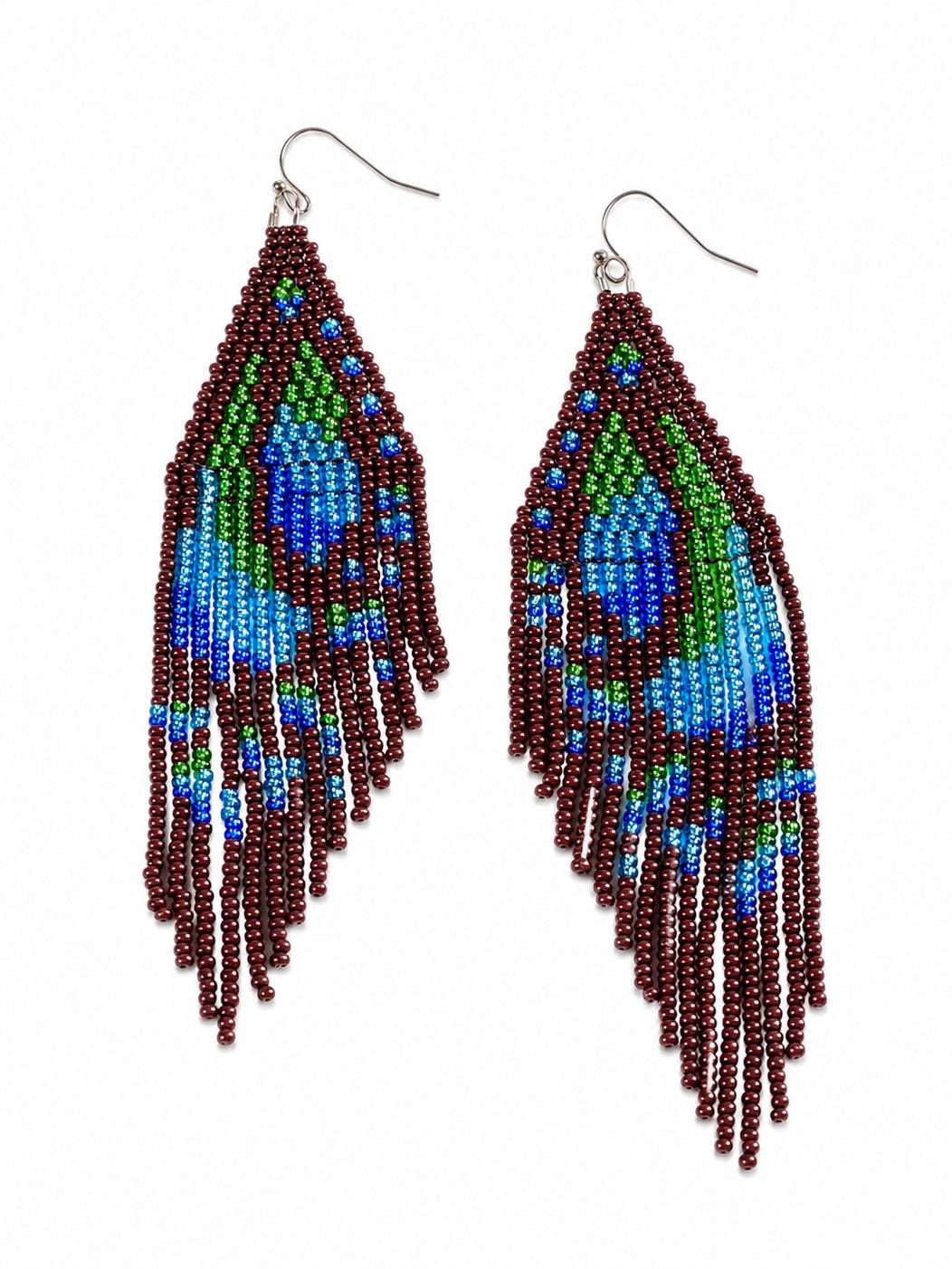 Brown Transy Fringe Beaded Earrings