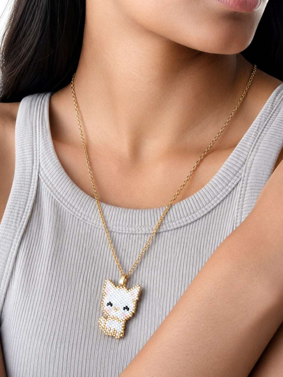 White Cat Necklace