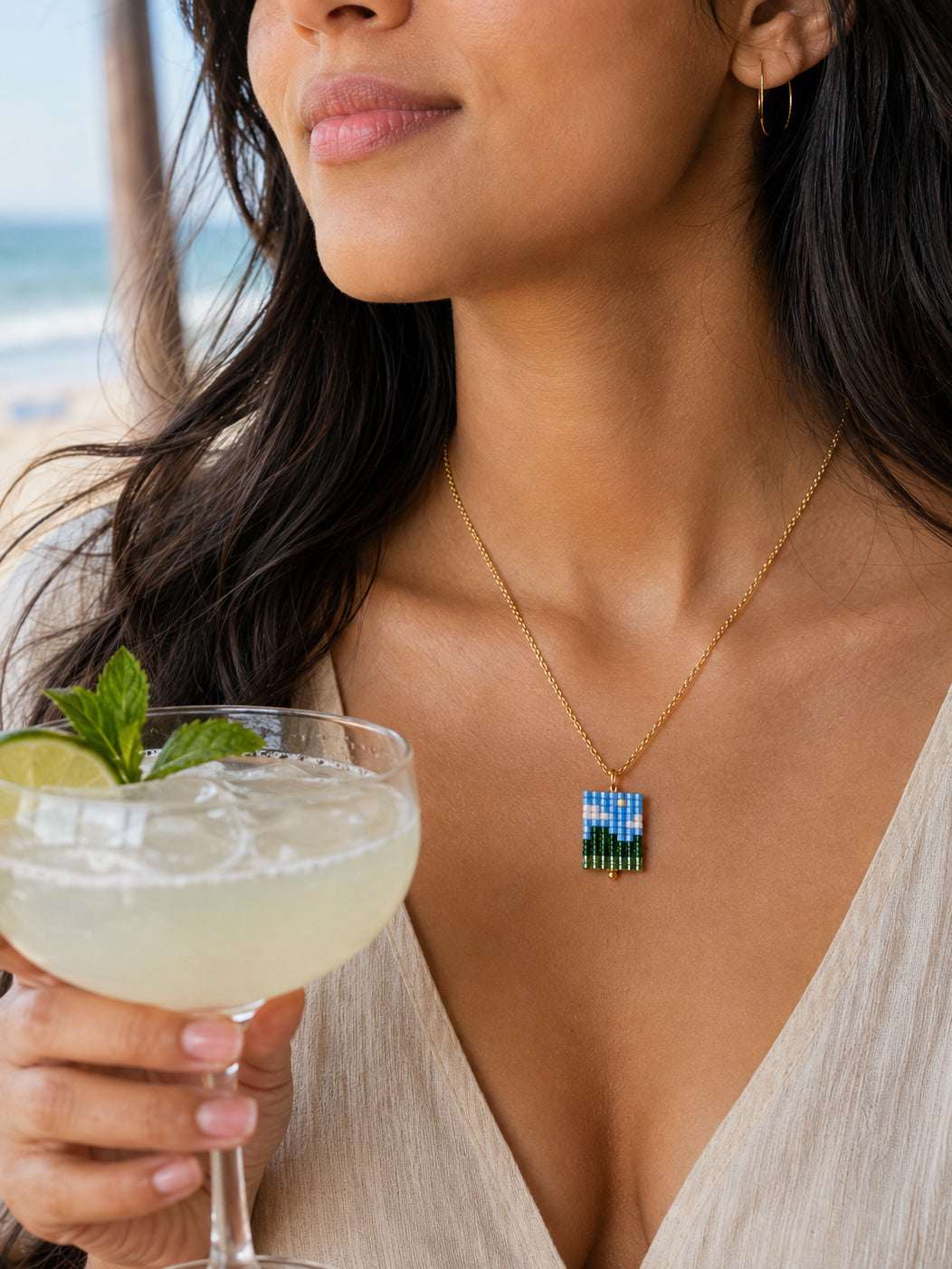 Sky Meadow Beaded Pendant Necklace