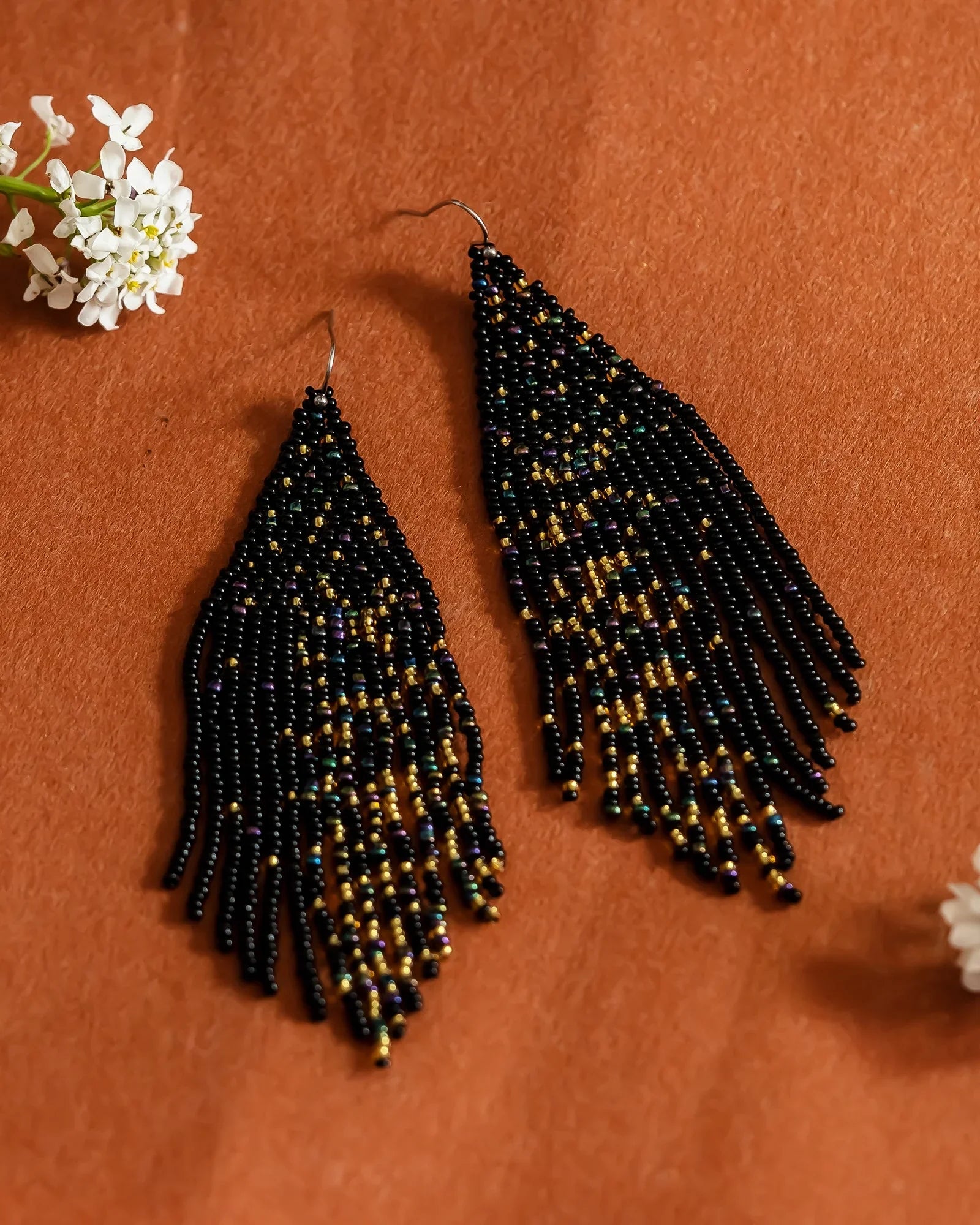 Amelia Black-Gold Earrings - Jenni and Janki