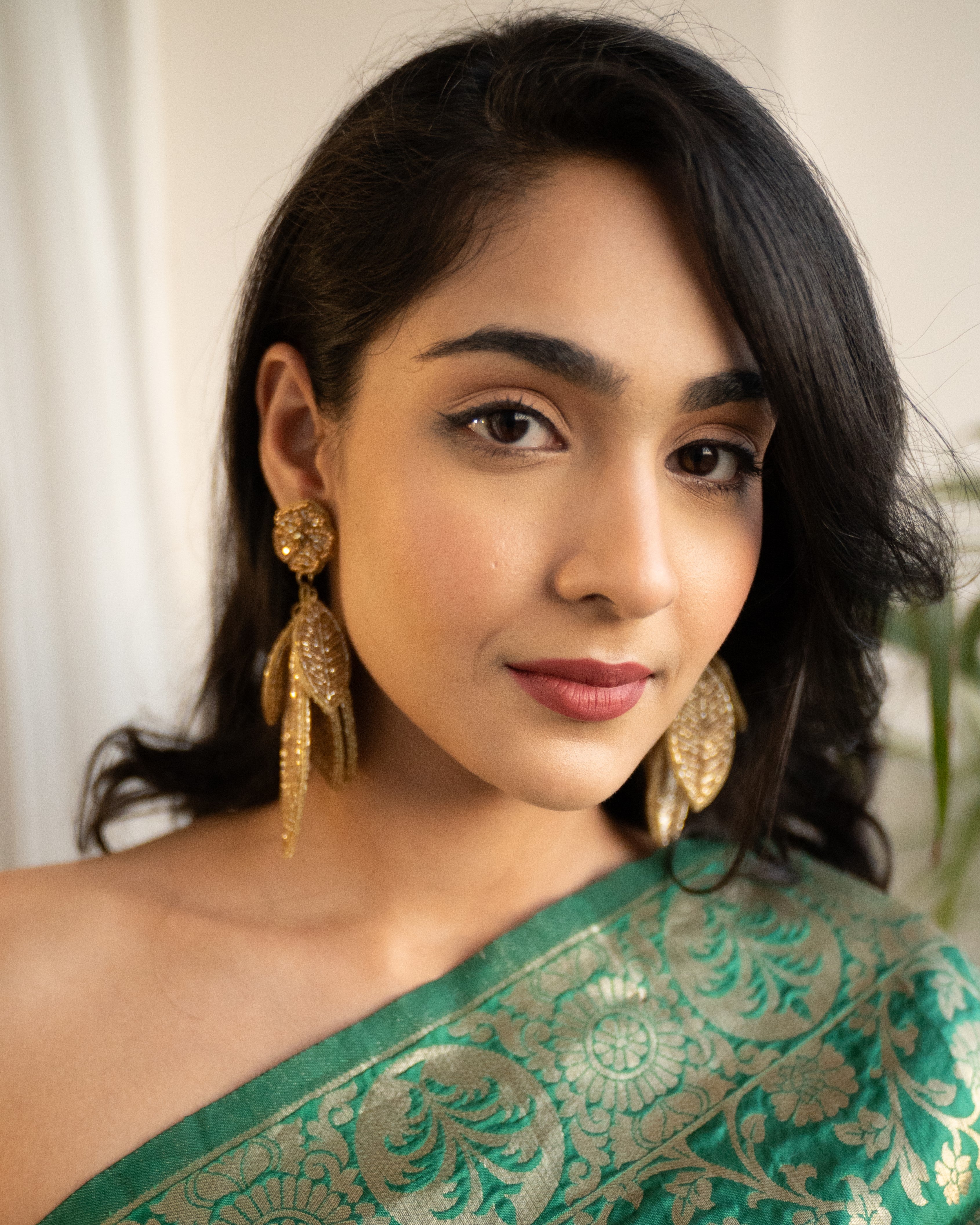 Golden Leaf Earrings - Jenni and Janki