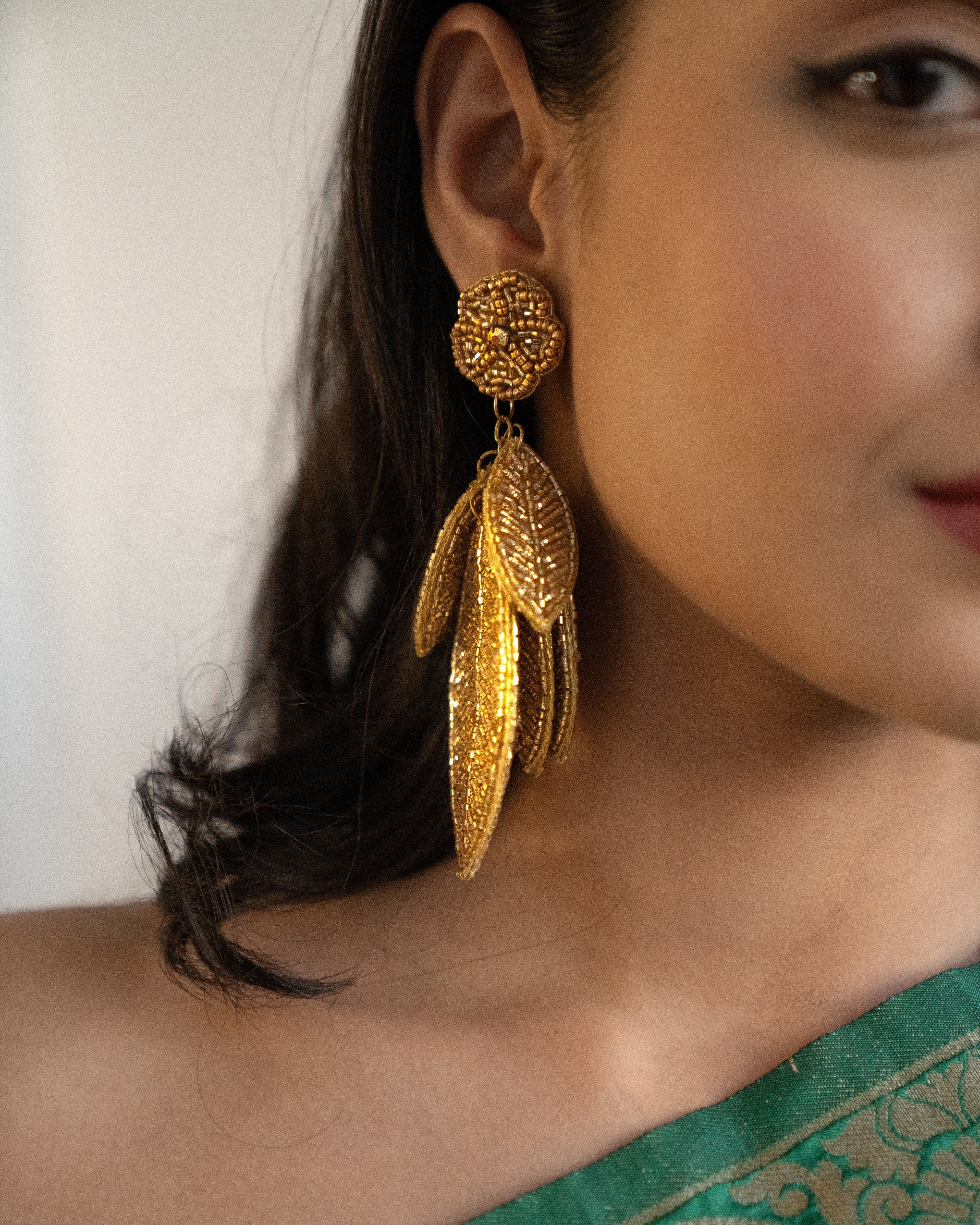 Golden Leaf Earrings - Jenni and Janki
