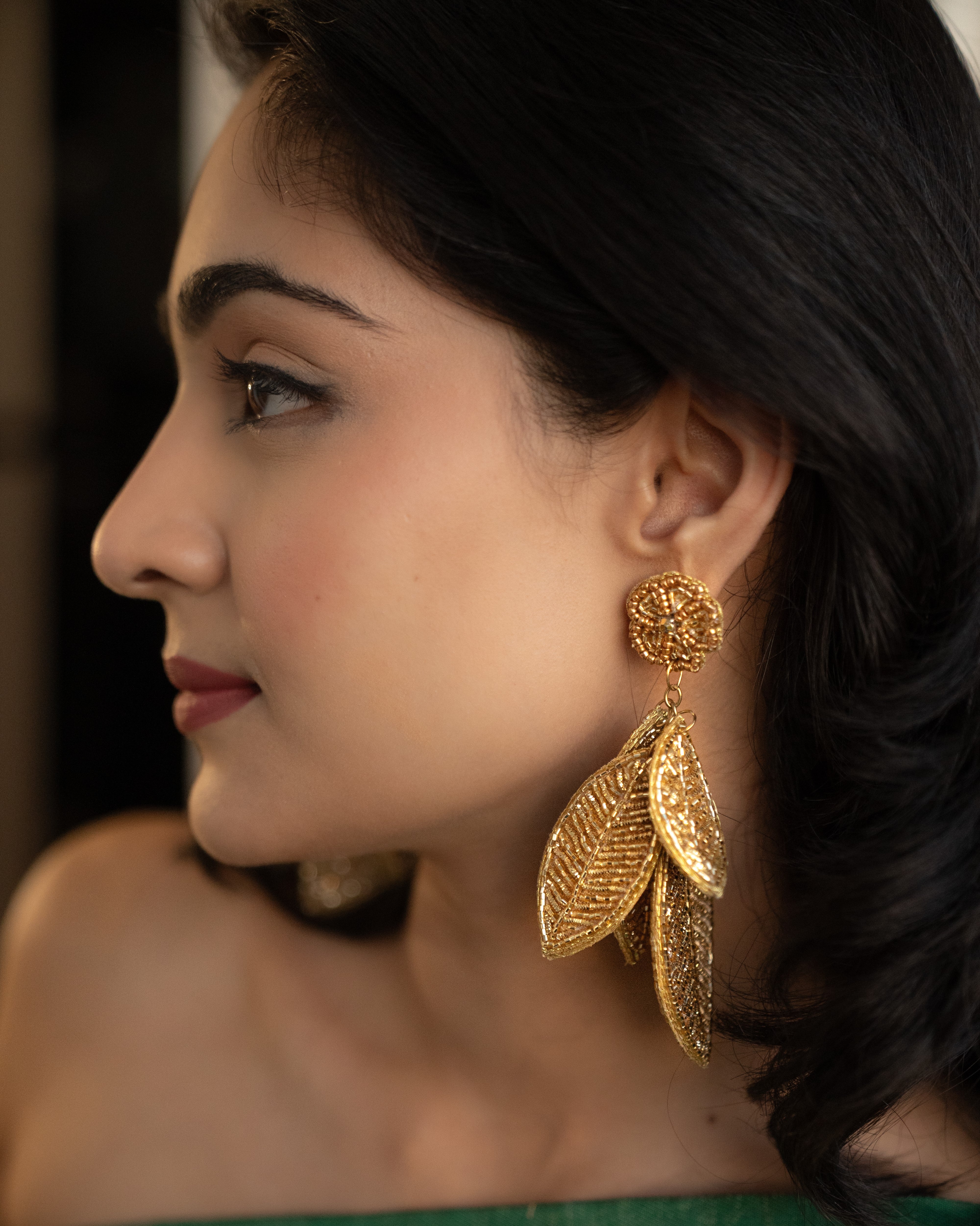 Golden Leaf Earrings - Jenni and Janki